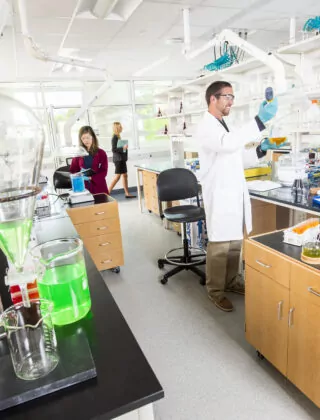 Researchers work in lab at University of North Carolina Wilmington.